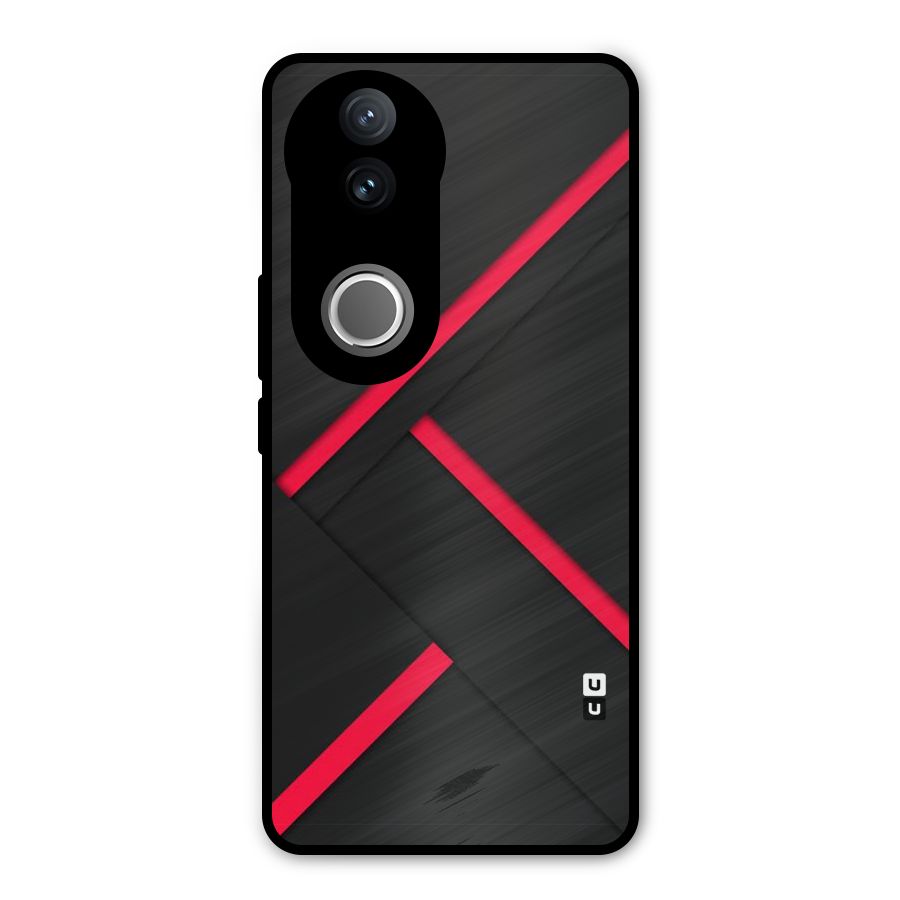 Red Disort Stripes Metal Back Case for Vivo V50e