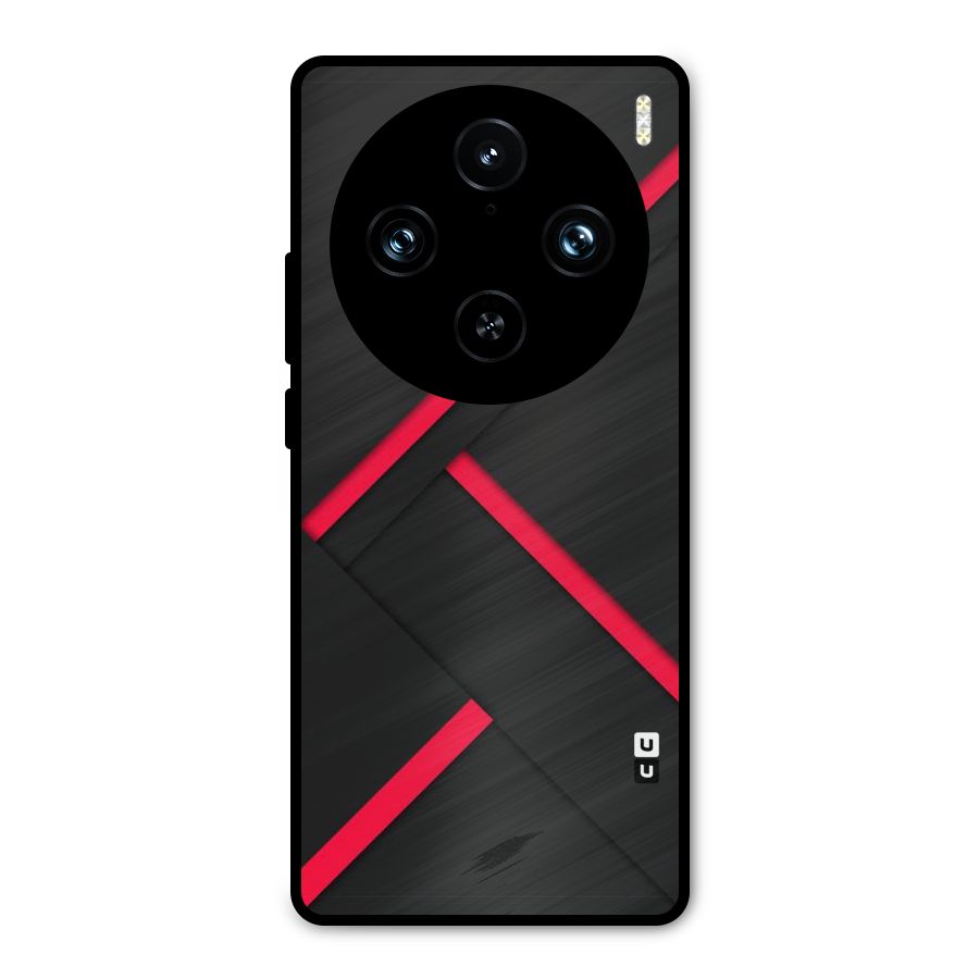 Red Disort Stripes Metal Back Case for Vivo X100 Pro