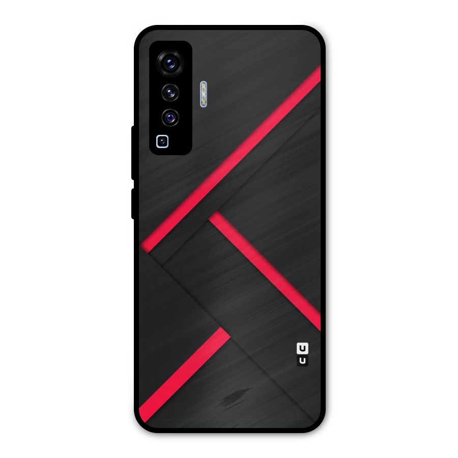 Red Disort Stripes Metal Back Case for Vivo X50