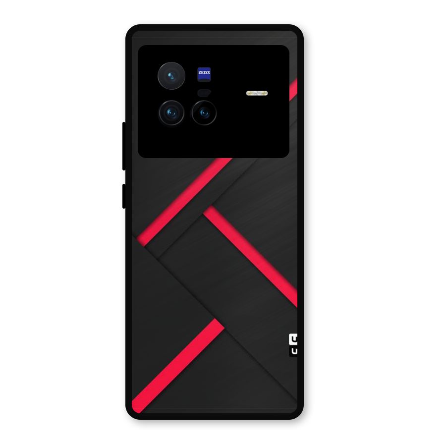 Red Disort Stripes Metal Back Case for Vivo X80
