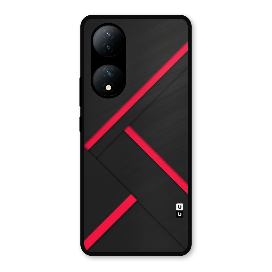 Red Disort Stripes Metal Back Case for Vivo Y100a