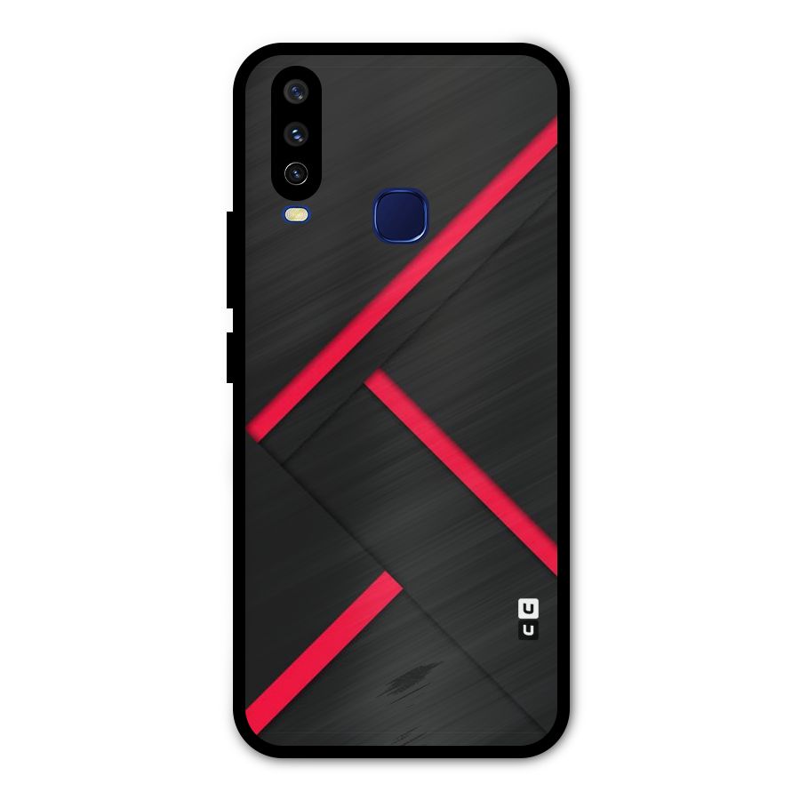 Red Disort Stripes Metal Back Case for Vivo Y12