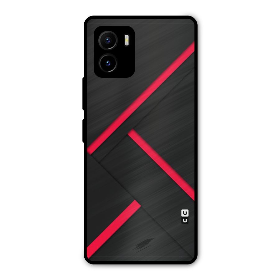 Red Disort Stripes Metal Back Case for Vivo Y15s