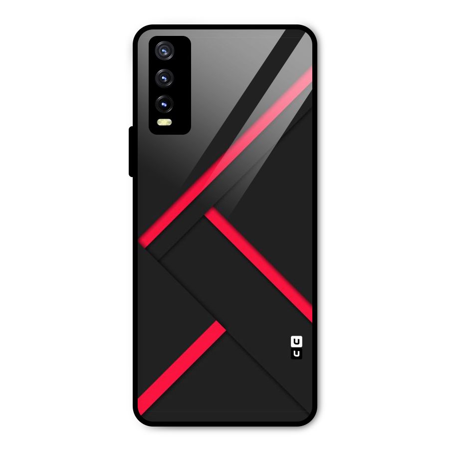 Red Disort Stripes Metal Back Case for Vivo Y20