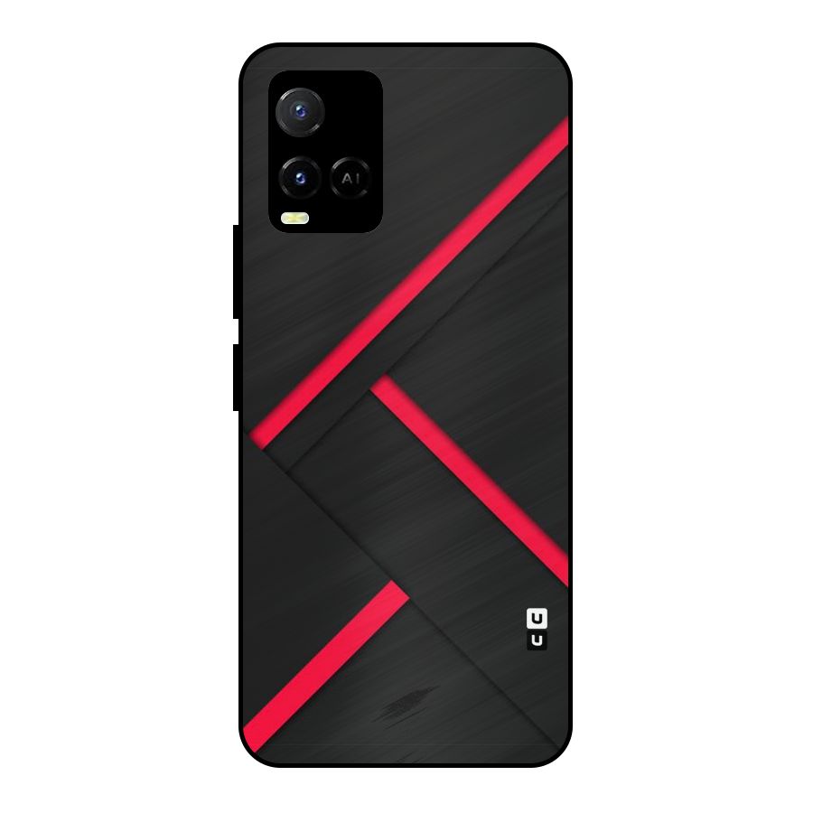 Red Disort Stripes Metal Back Case for Vivo Y21T