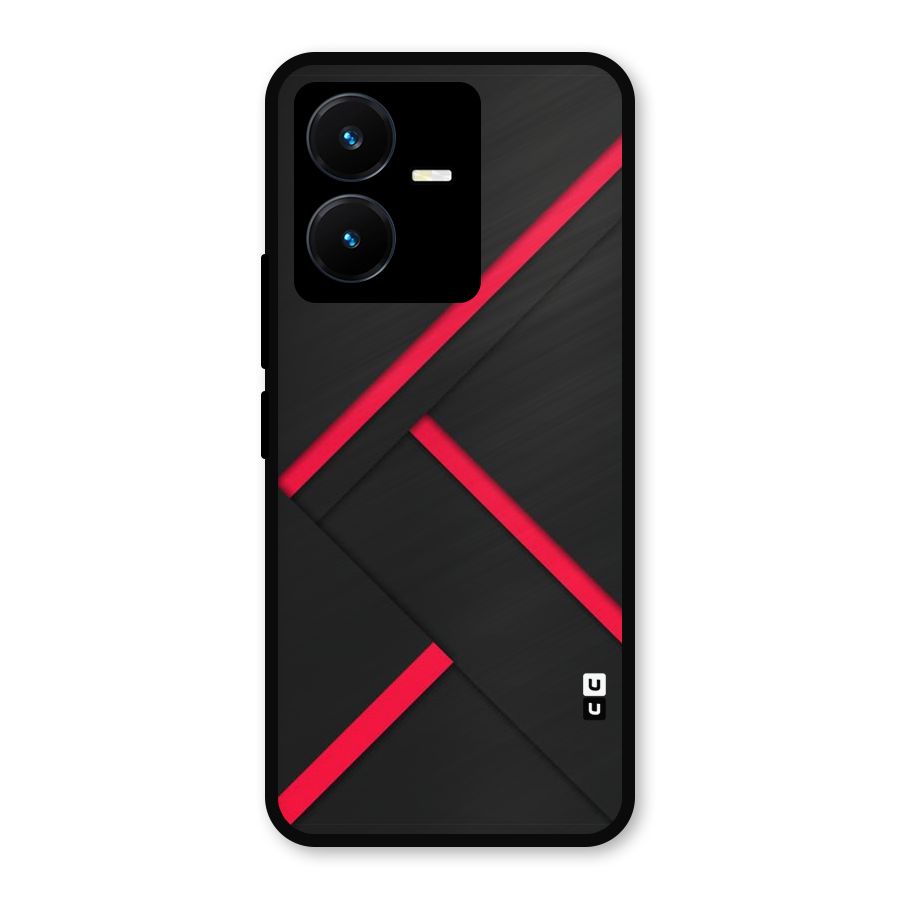 Red Disort Stripes Metal Back Case for Vivo Y22
