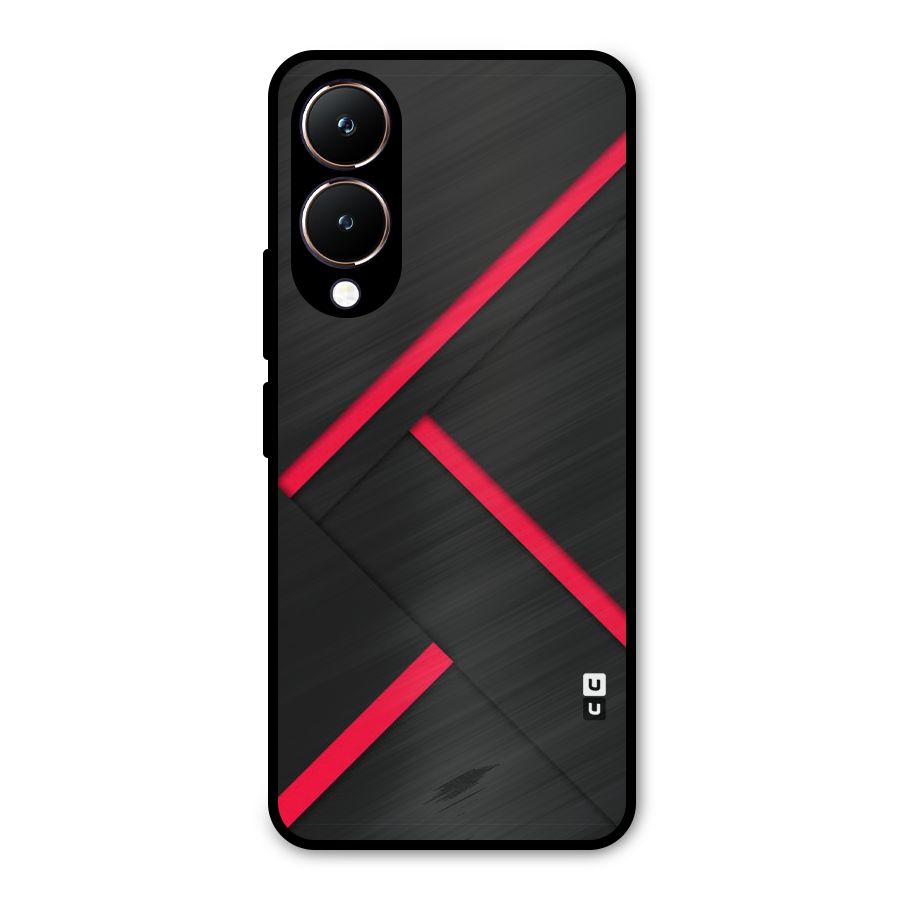 Red Disort Stripes Metal Back Case for Vivo Y28