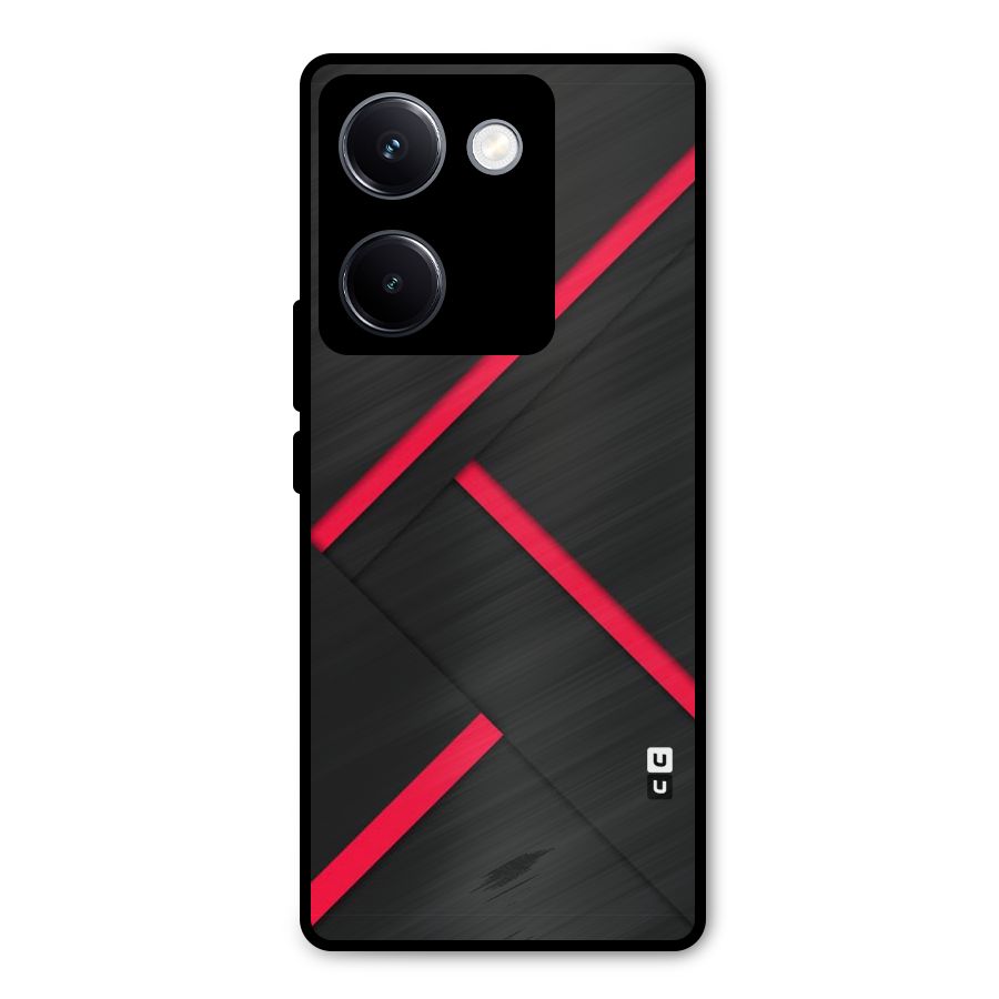 Red Disort Stripes Metal Back Case for Vivo Y300 Plus