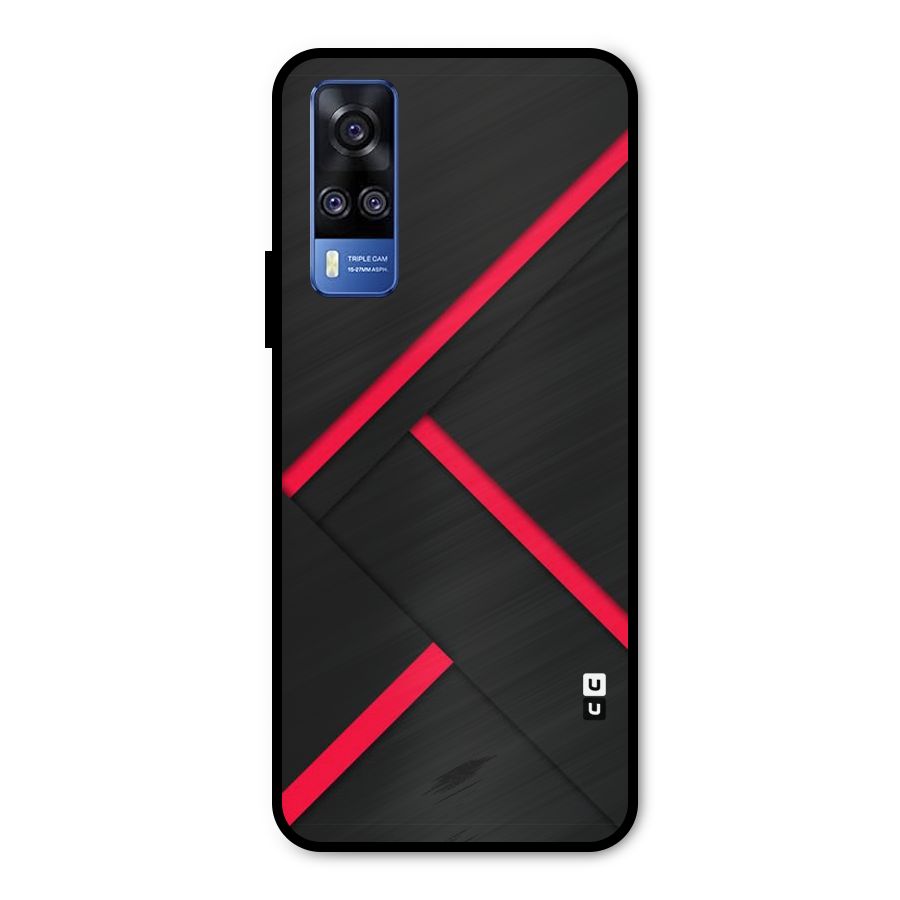 Red Disort Stripes Metal Back Case for Vivo Y31