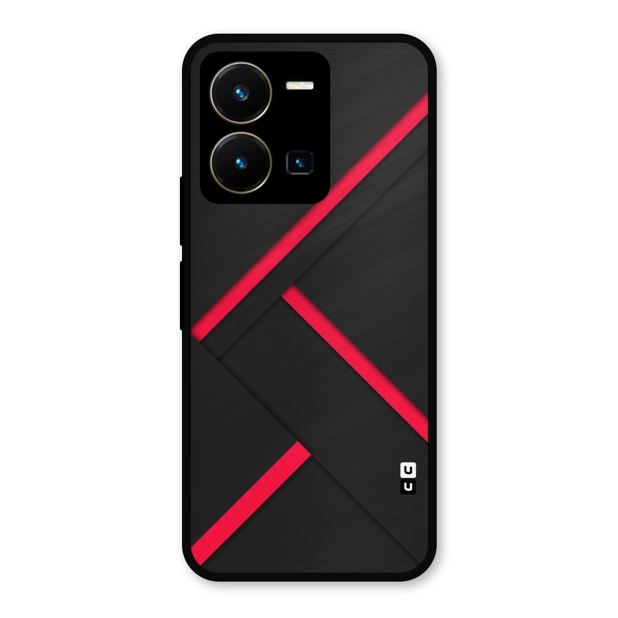 Red Disort Stripes Metal Back Case for Vivo Y35