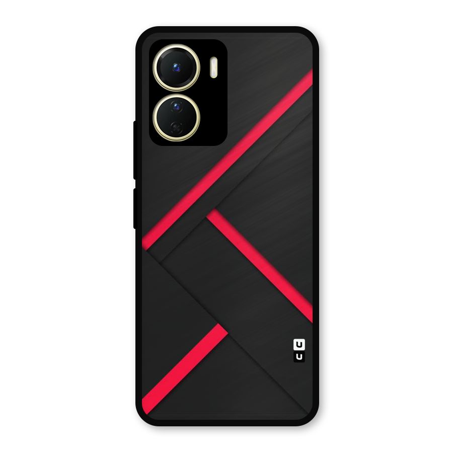 Red Disort Stripes Metal Back Case for Vivo Y56
