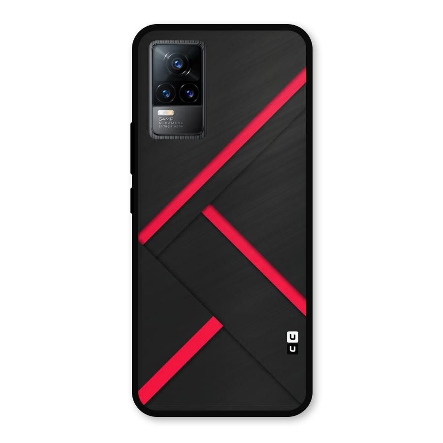 Red Disort Stripes Metal Back Case for Vivo Y73