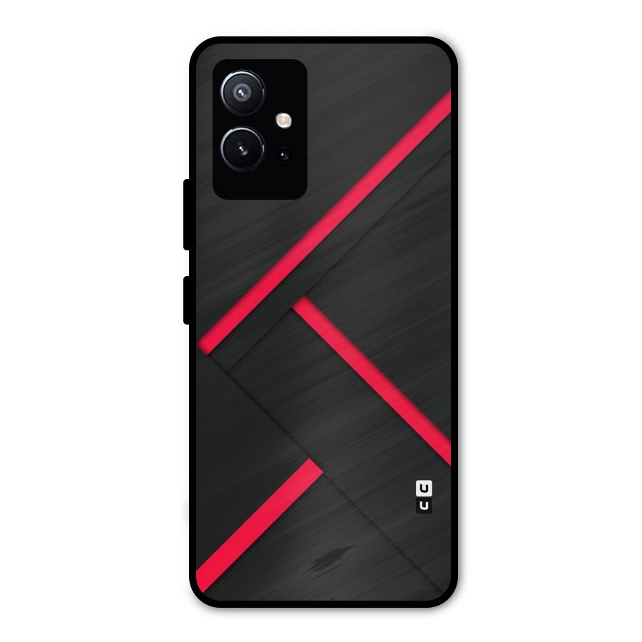 Red Disort Stripes Metal Back Case for Vivo Y75 5G