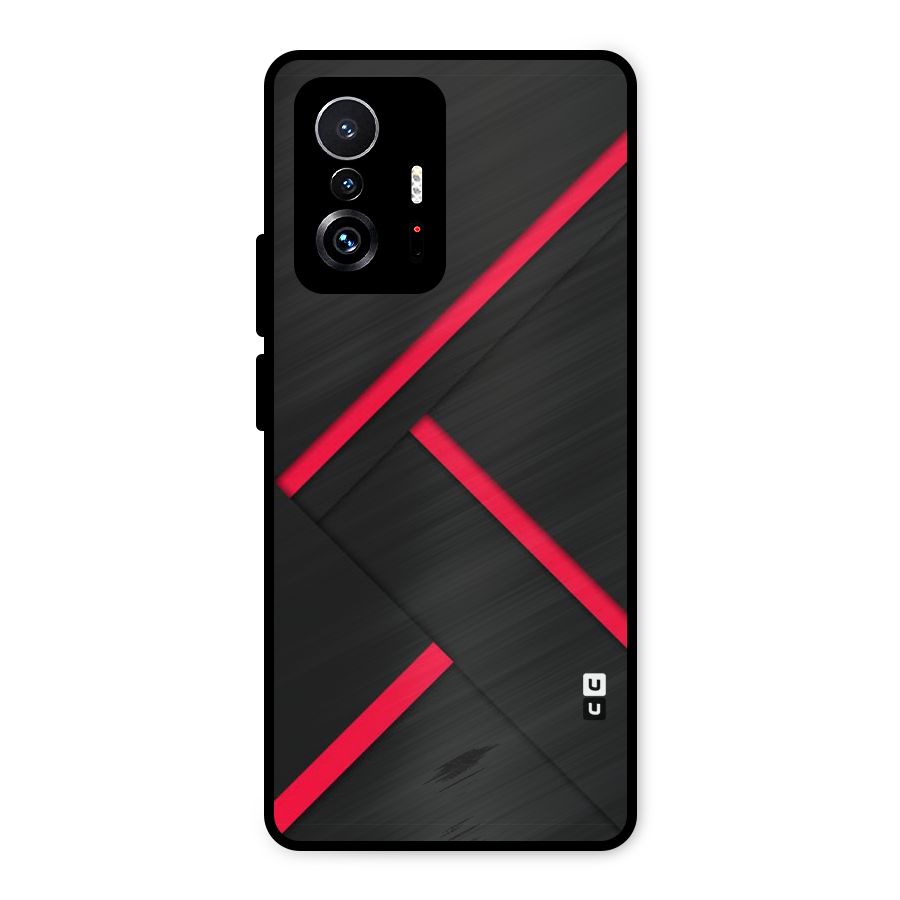 Red Disort Stripes Metal Back Case for Xiaomi 11T Pro