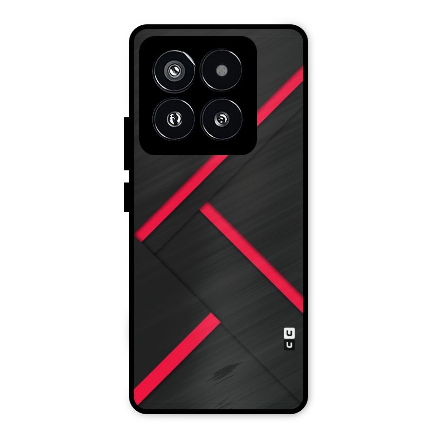 Red Disort Stripes Metal Back Case for Xiaomi 14 Pro