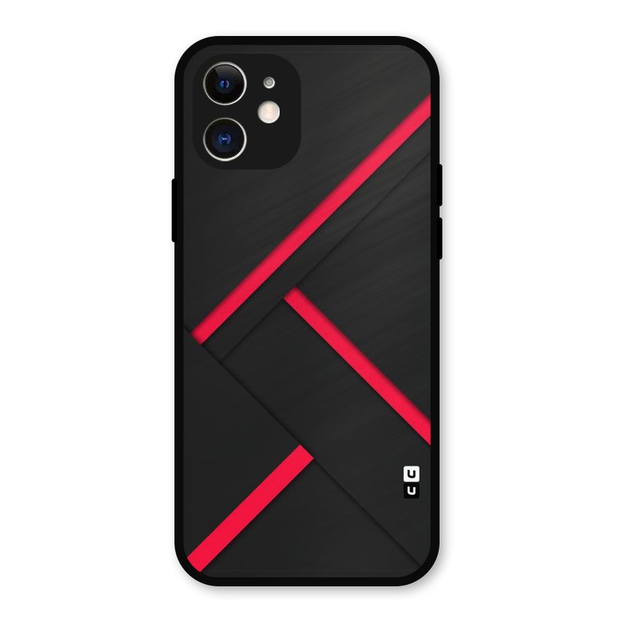Red Disort Stripes Metal Back Case for iPhone 12