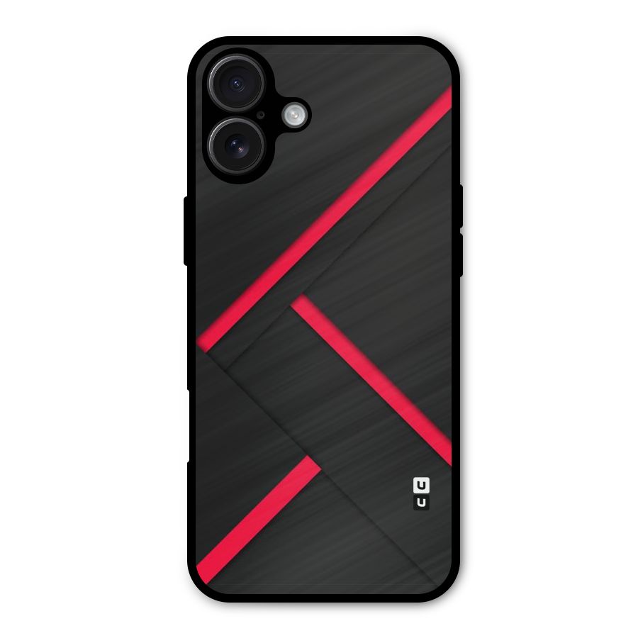 Red Disort Stripes Metal Back Case for iPhone 16 Plus