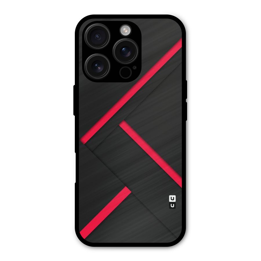 Red Disort Stripes Metal Back Case for iPhone 16 Pro