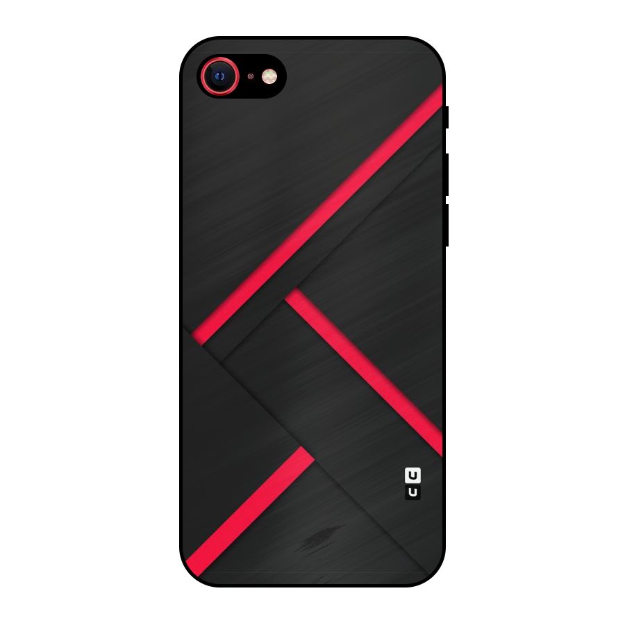 Red Disort Stripes Metal Back Case for iPhone 7