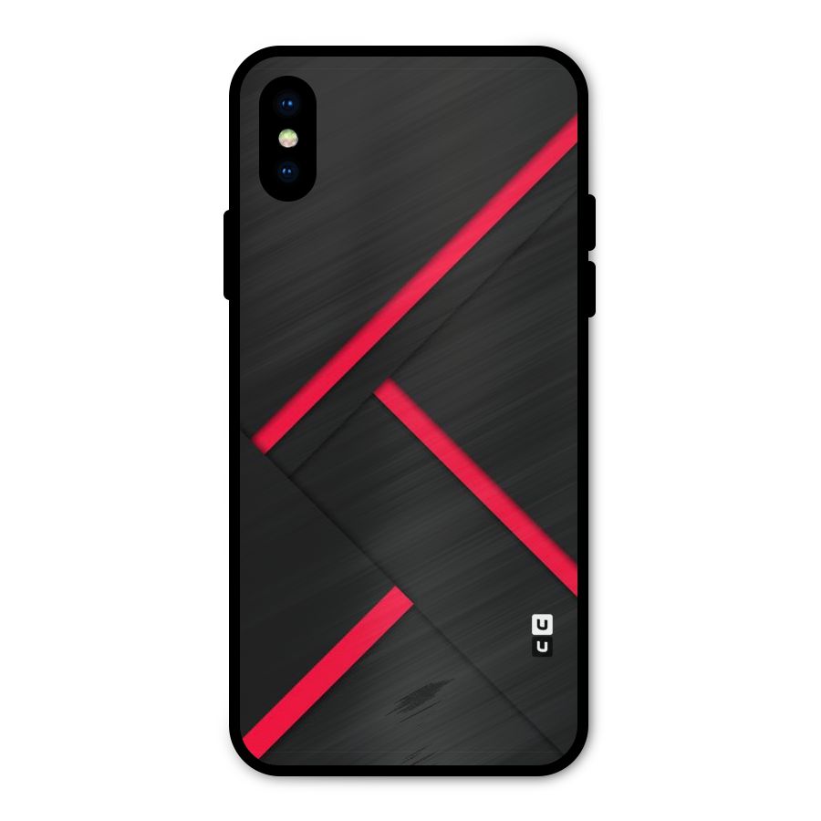 Red Disort Stripes Metal Back Case for iPhone X