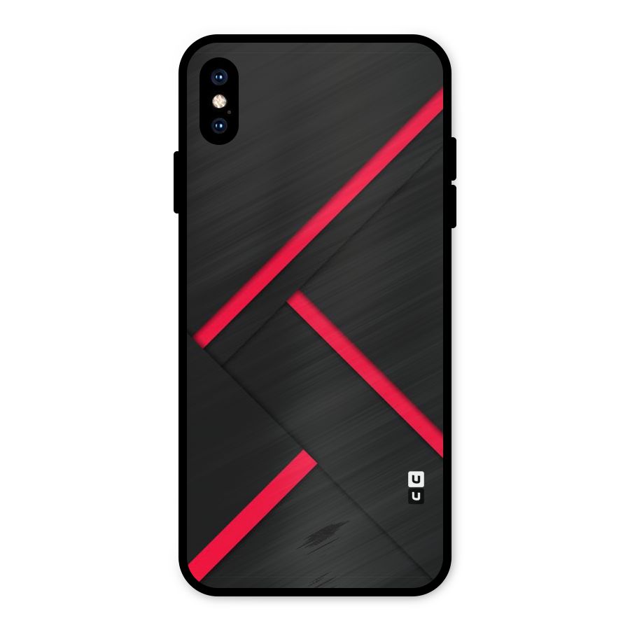 Red Disort Stripes Metal Back Case for iPhone XS Max