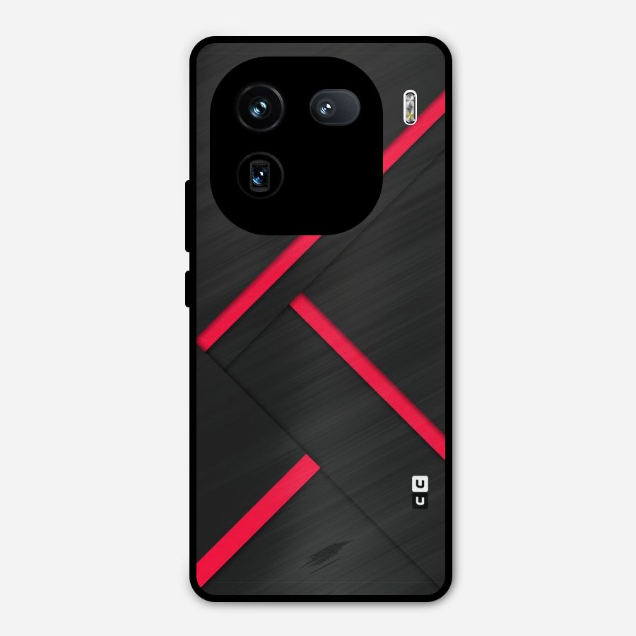 Red Disort Stripes Metal Back Case for iQOO 12