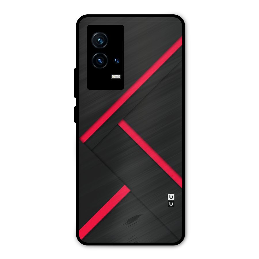 Red Disort Stripes Metal Back Case for iQOO 9 5G