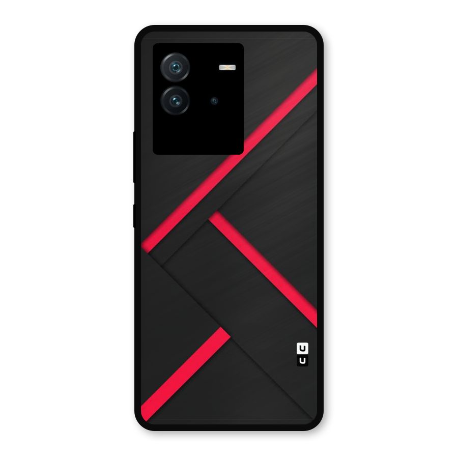 Red Disort Stripes Metal Back Case for iQOO Neo 6 5G