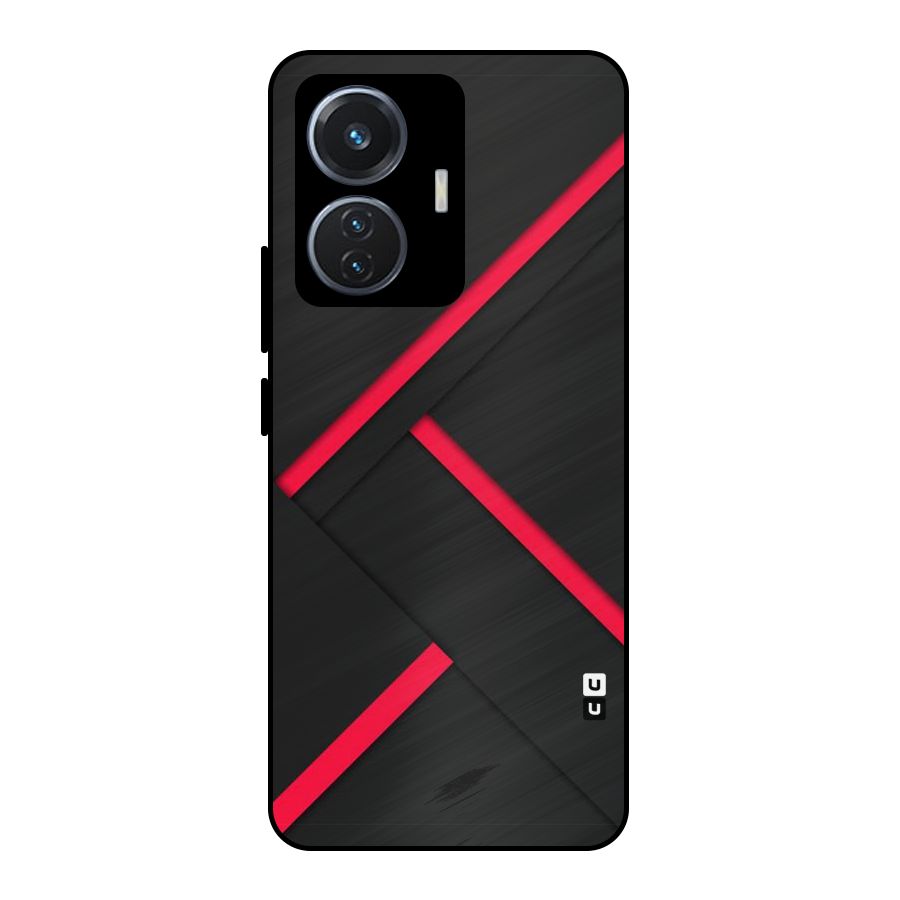 Red Disort Stripes Metal Back Case for iQOO Z6 44W