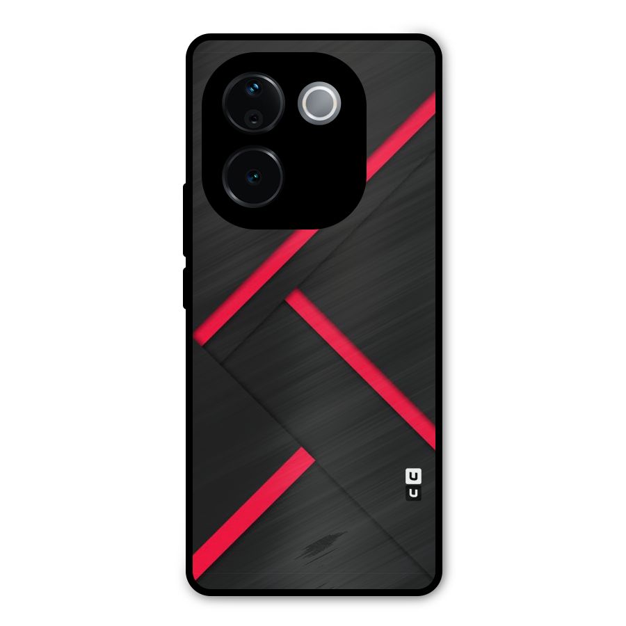 Red Disort Stripes Metal Back Case for iQOO Z9s Pro