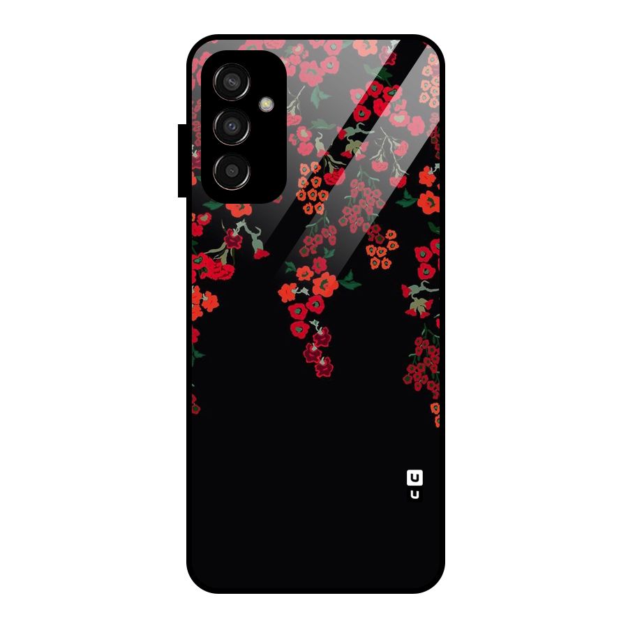 Red Floral Pattern Glass Back Case for Galaxy F13