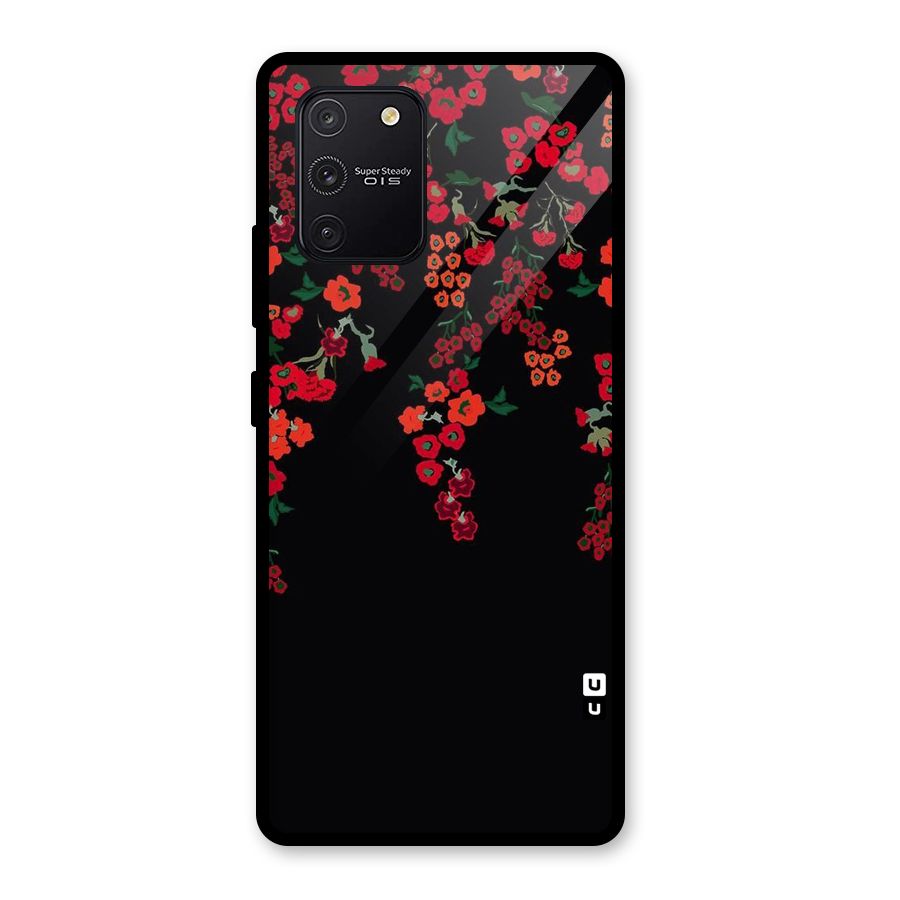 Red Floral Pattern Glass Back Case for Galaxy S10 Lite