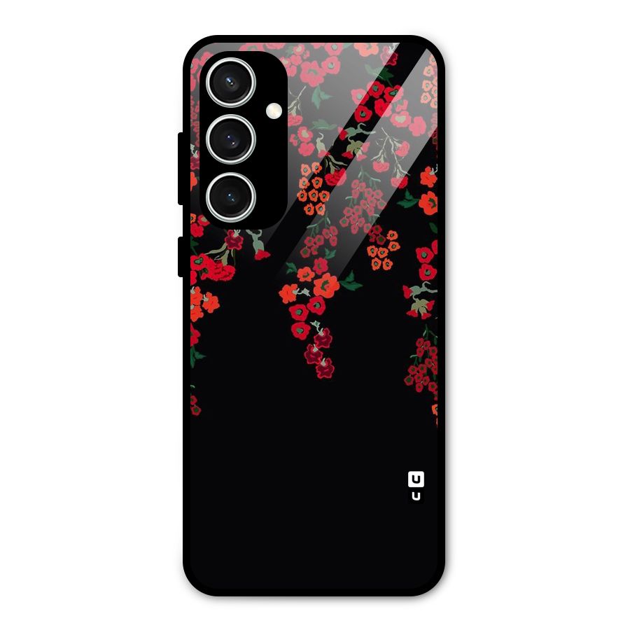 Red Floral Pattern Glass Back Case for Galaxy S23 FE