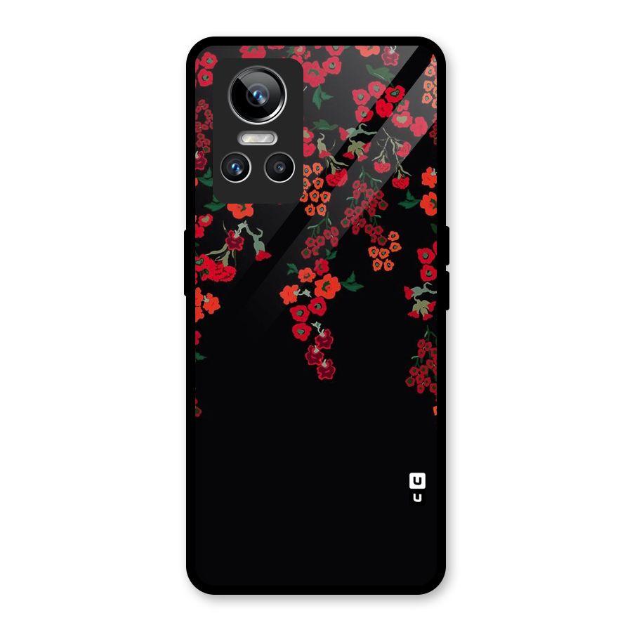Red Floral Pattern Glass Back Case for Realme GT Neo 3