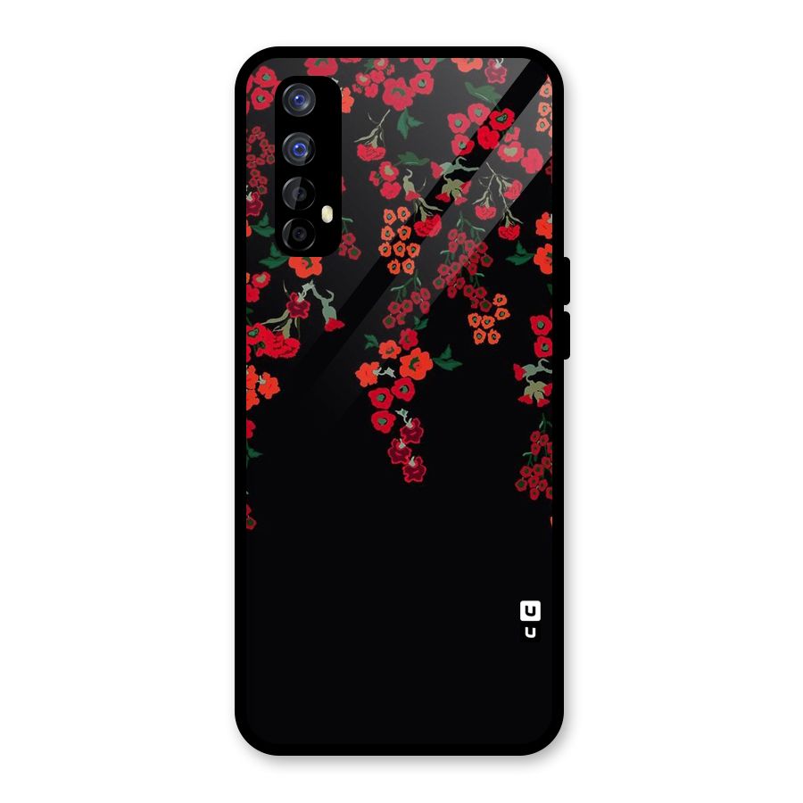 Red Floral Pattern Glass Back Case for Realme Narzo 20 Pro
