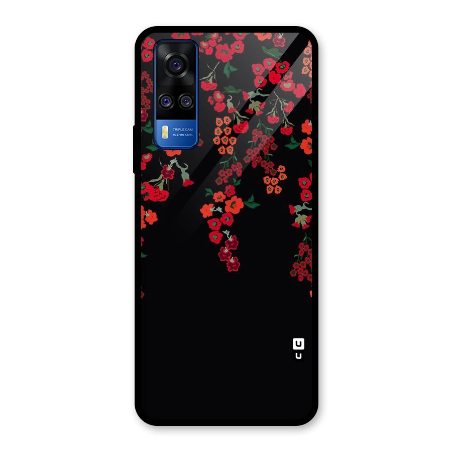Red Floral Pattern Glass Back Case for Vivo Y31