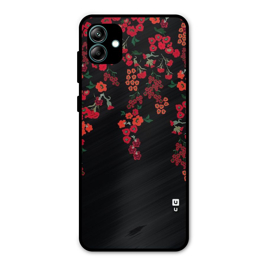Red Floral Pattern Metal Back Case for Galaxy A04