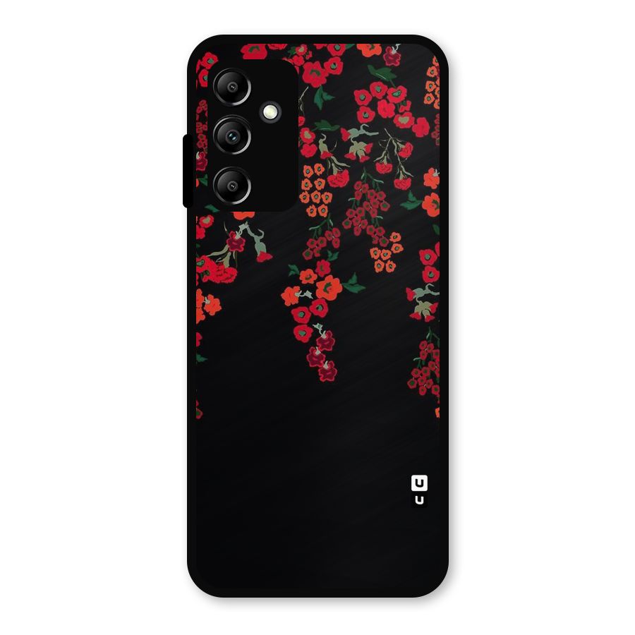 Red Floral Pattern Metal Back Case for Galaxy A14 5G