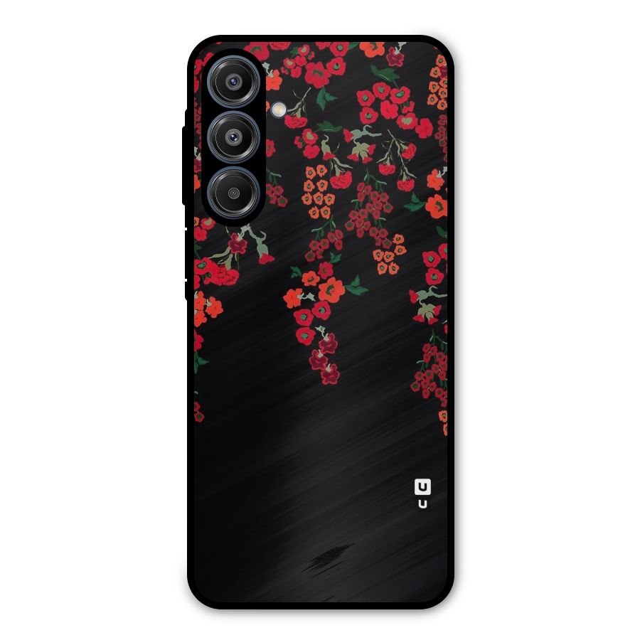 Red Floral Pattern Metal Back Case for Galaxy A16 5G