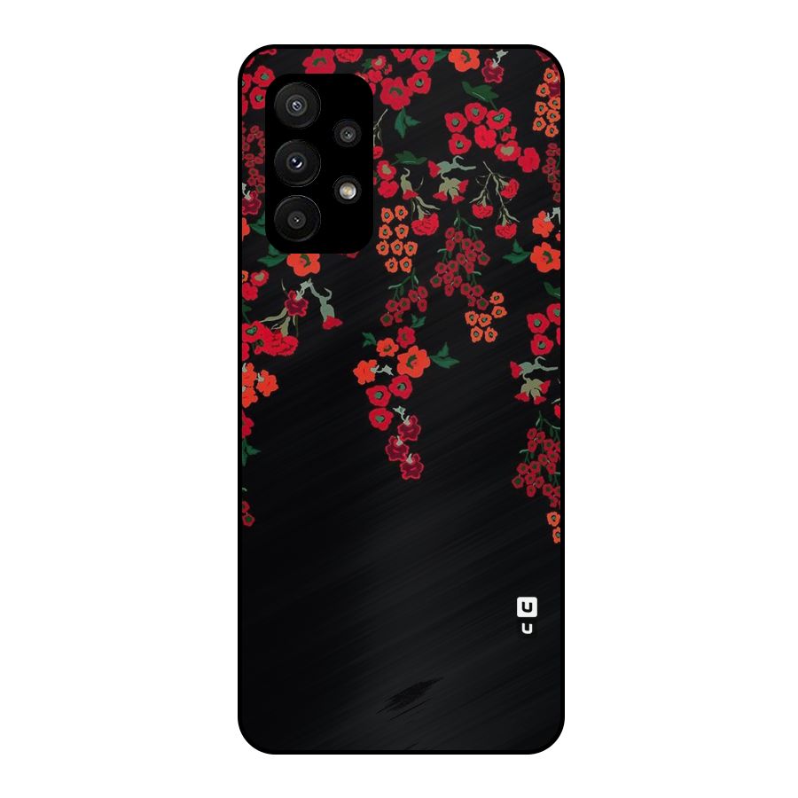 Red Floral Pattern Metal Back Case for Galaxy A23