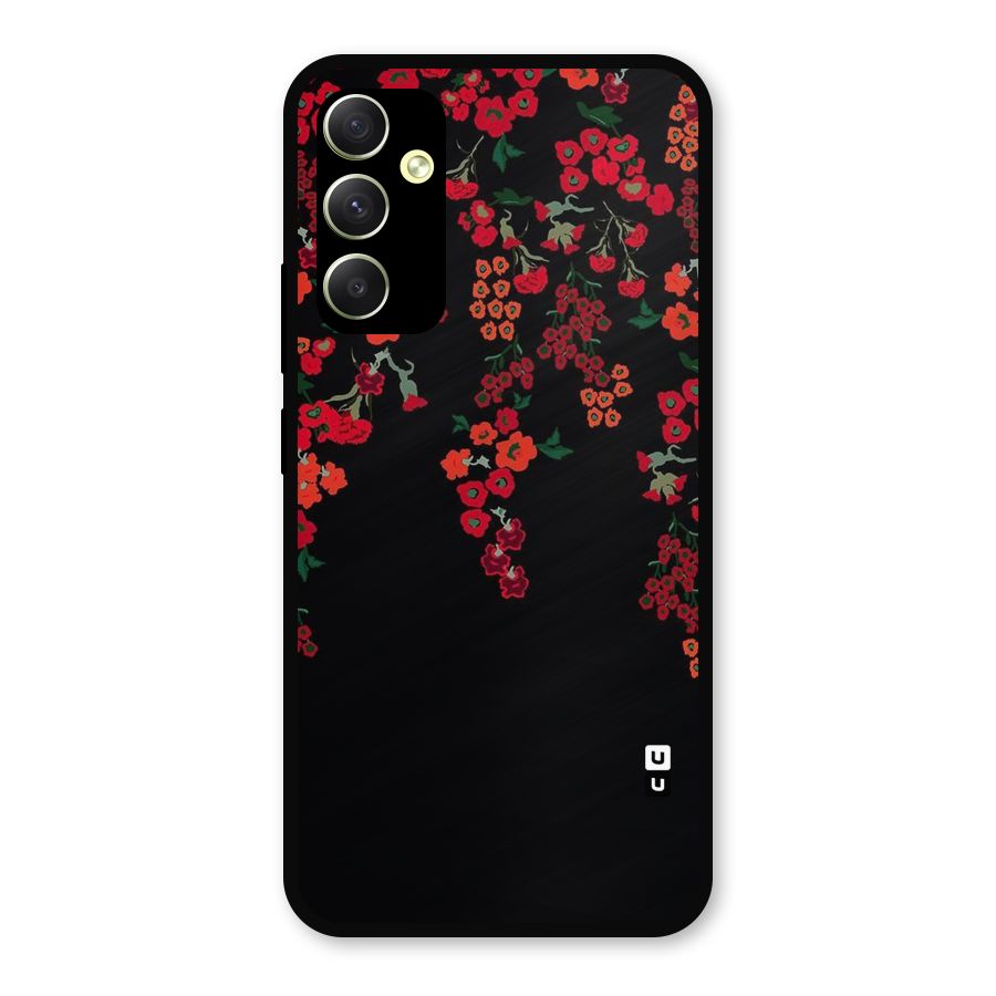 Red Floral Pattern Metal Back Case for Galaxy A34