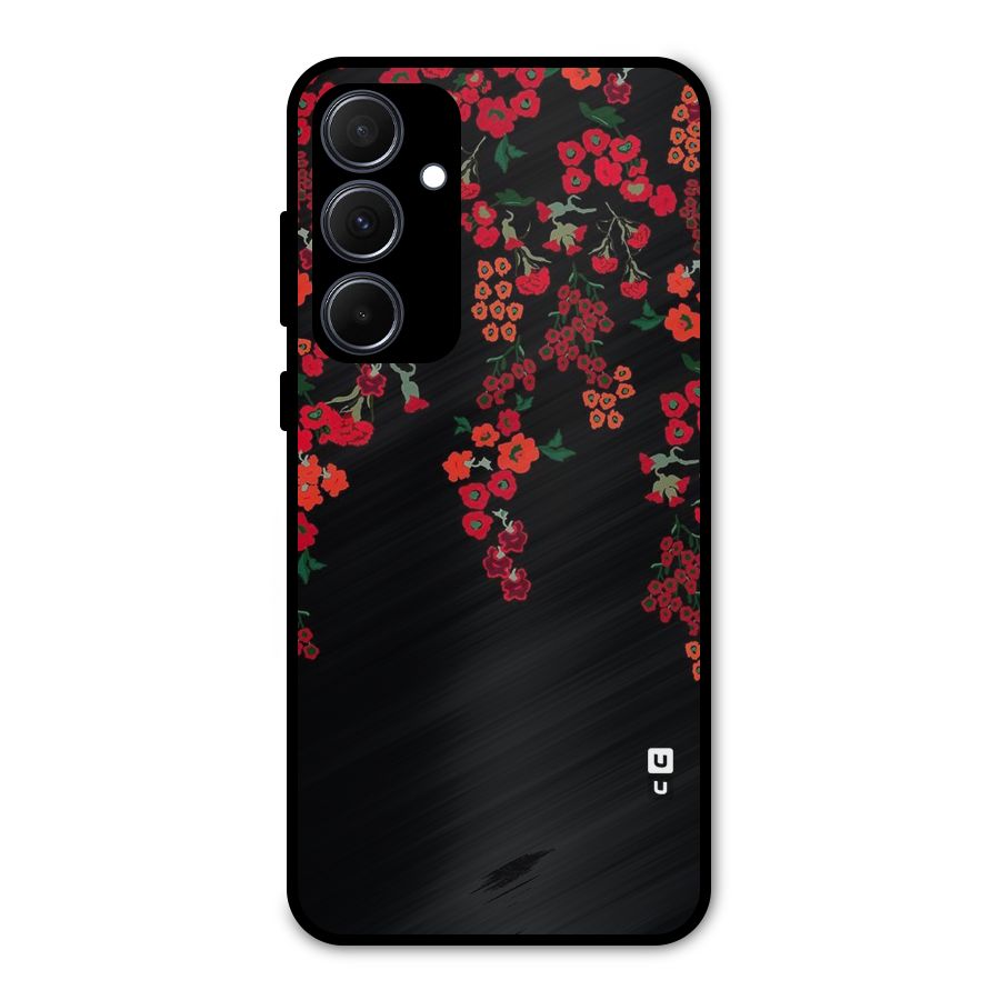 Red Floral Pattern Metal Back Case for Galaxy A35