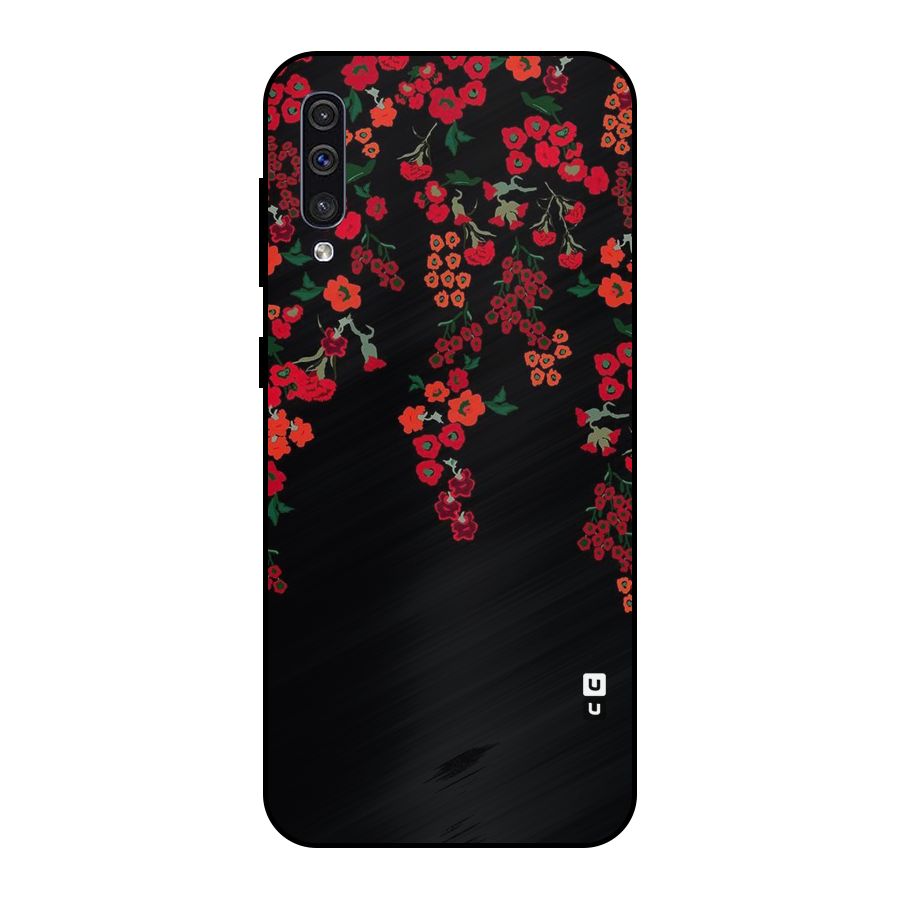 Red Floral Pattern Metal Back Case for Galaxy A50s