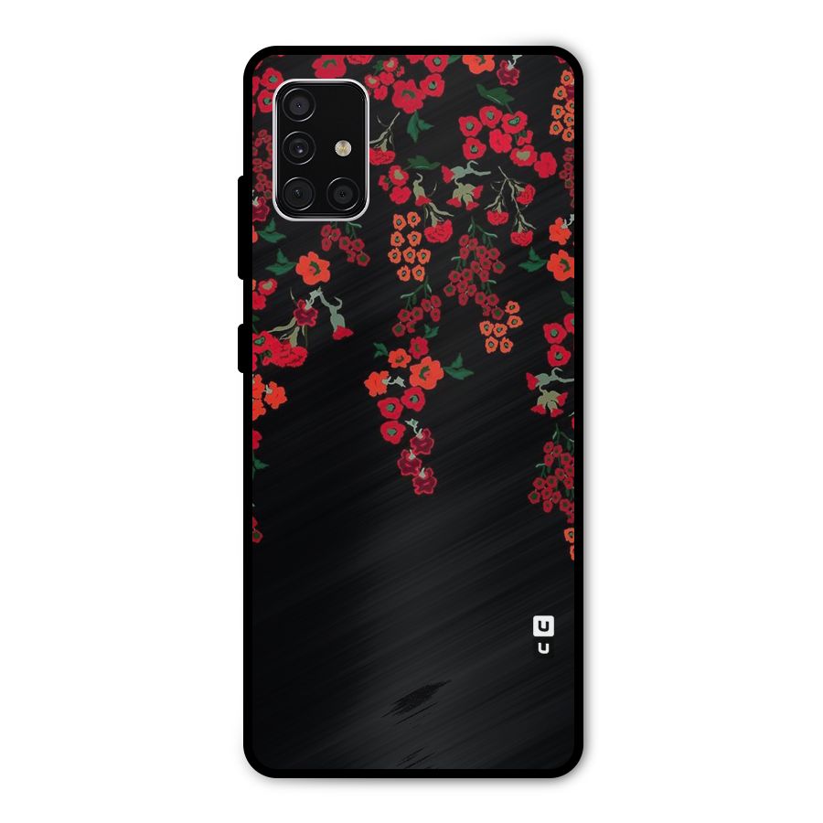Red Floral Pattern Metal Back Case for Galaxy A51