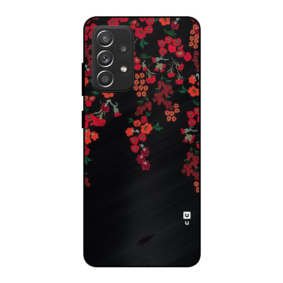 Red Floral Pattern Metal Back Case for Galaxy A52s 5G