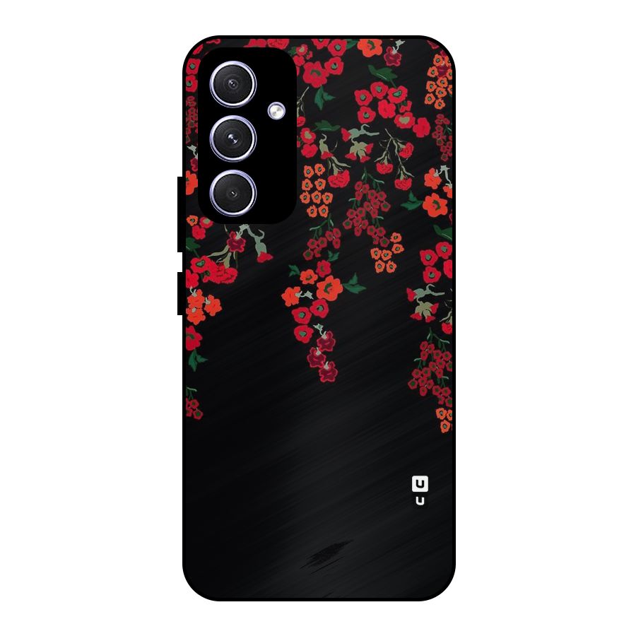 Red Floral Pattern Metal Back Case for Galaxy A54
