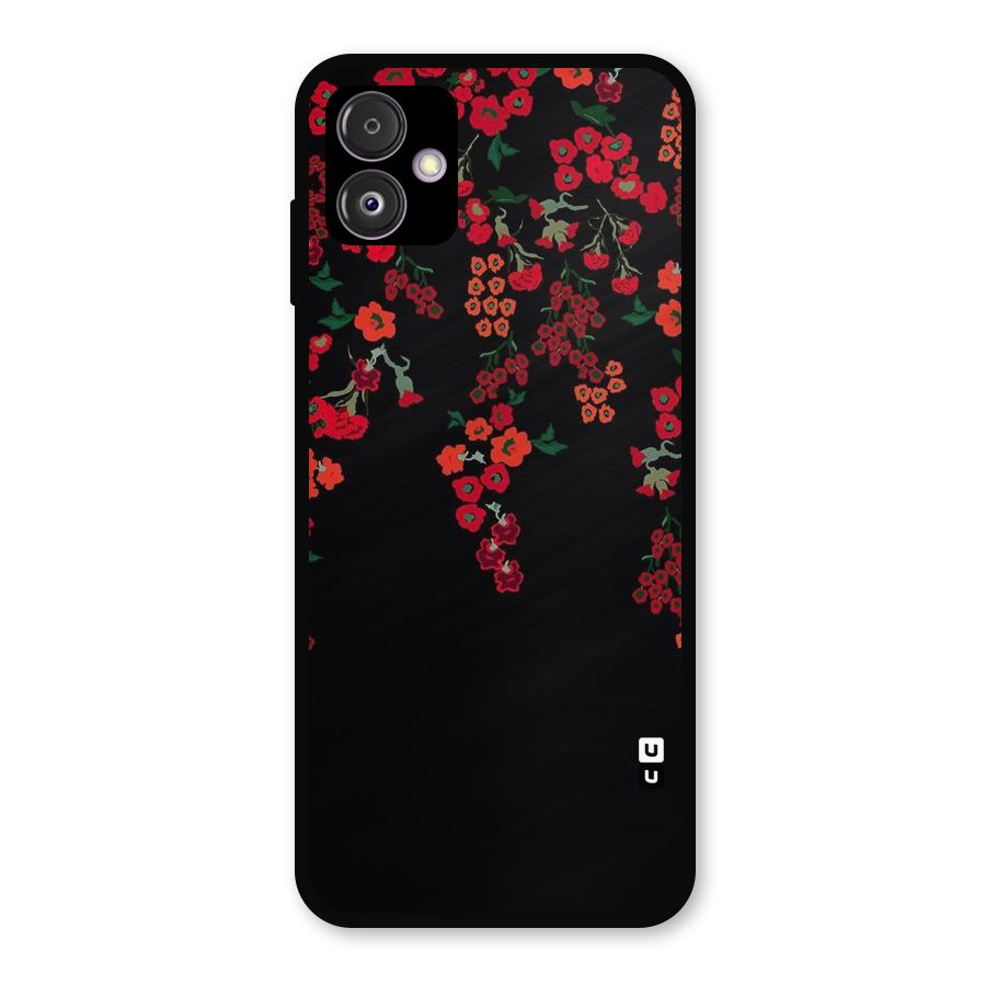 Red Floral Pattern Metal Back Case for Galaxy F14
