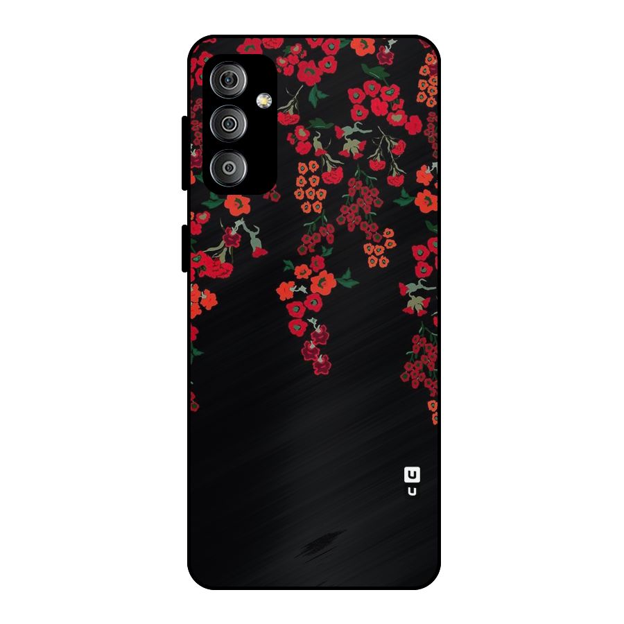 Red Floral Pattern Metal Back Case for Galaxy F23