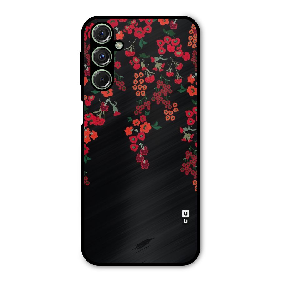 Red Floral Pattern Metal Back Case for Galaxy F34