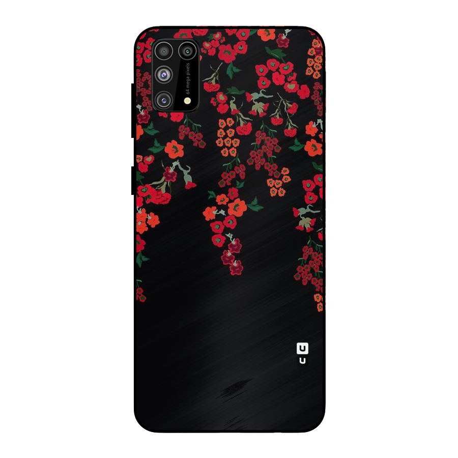 Red Floral Pattern Metal Back Case for Galaxy F41